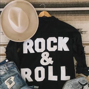 New Black Rock N Roll Distressed Shacket Denim Jacket Coat